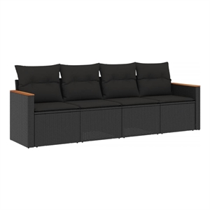 vidaXL 4 Piece Poly Rattan Sofa Set in Black