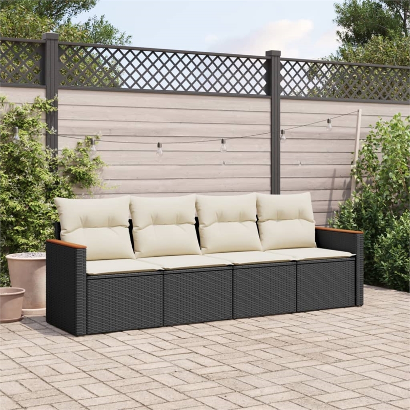 vidaXL 4 Piece Sofa Set in Black/White/Cream