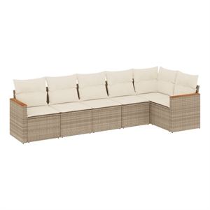 vidaXL 6 Piece Steel Sofa Set in Beige
