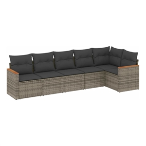 vidaXL 6 Piece Poly Rattan Sofa Set in Gray