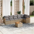 vidaXL 7 Piece Solid Acacia Wood Sofa Set in Beige