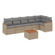 vidaXL 7 Piece Solid Acacia Wood Sofa Set in Beige