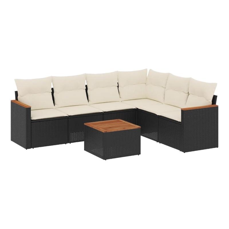 vidaXL 7 Piece Steel Sofa Set in Black/White/Cream