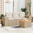 vidaXL Poly Rattan Small Sofa Set in Beige