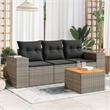 vidaXL 4 Piece Solid Acacia Wood Sofa Set in Gray