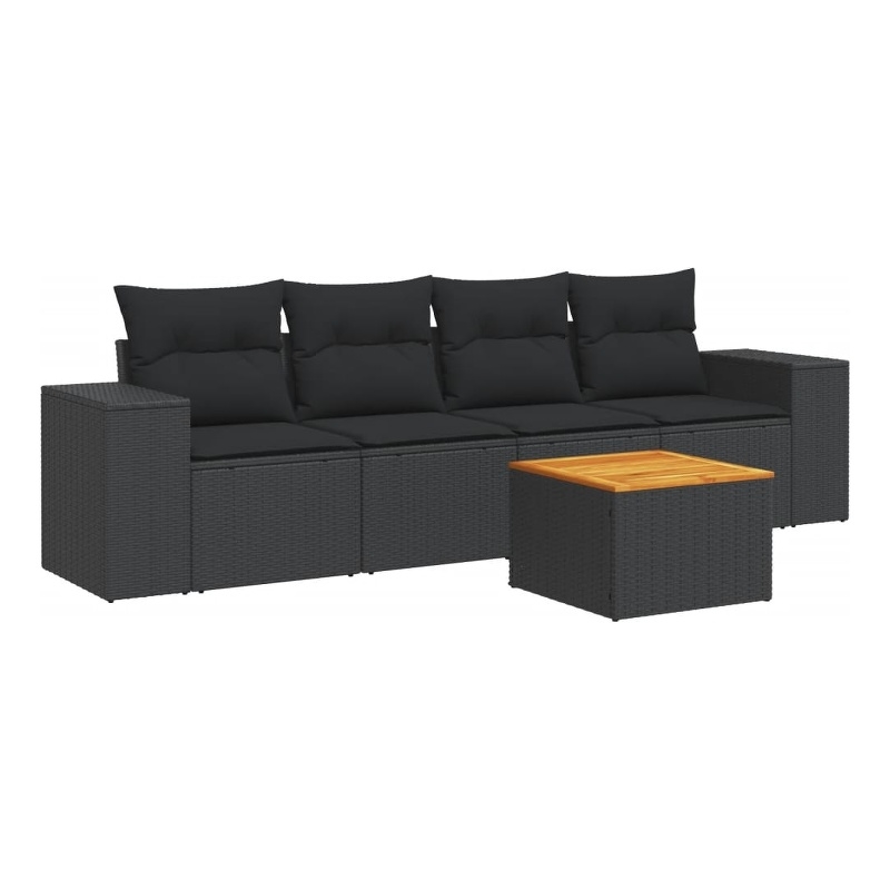vidaXL 5 Piece Steel Small Sofa Set in Black