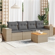 vidaXL Solid Acacia Wood Sofa Set in Beige