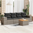 vidaXL 5 Piece Solid Acacia Wood Sofa Set in Gray
