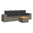 vidaXL 5 Piece Solid Acacia Wood Sofa Set in Gray