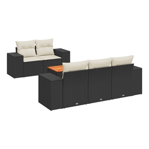 vidaXL 6 Piece Steel Sofa Set in Black/White/Cream