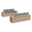 vidaXL 7 Piece Solid Acacia Wood Sofa Set in Beige