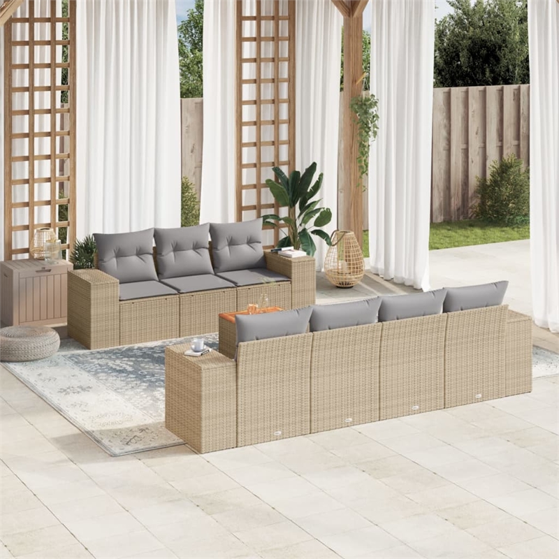 vidaXL 8 Piece Steel Sofa Set in Gray/Beige
