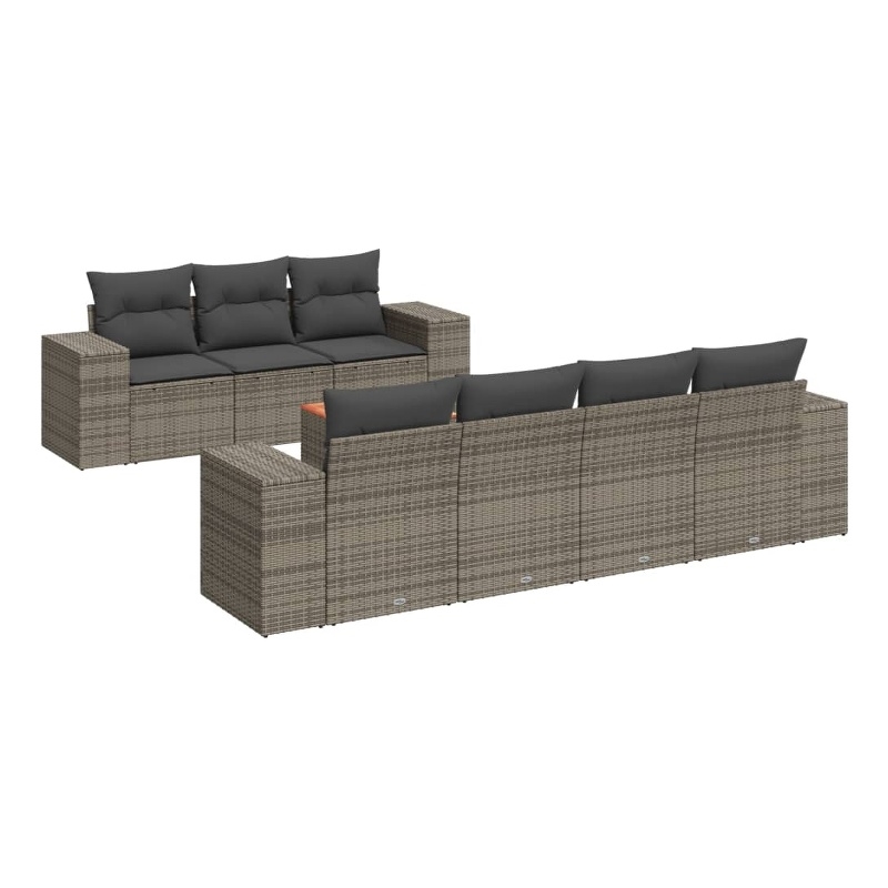 vidaXL 8 Piece Solid Acacia Wood Sofa Set in Gray
