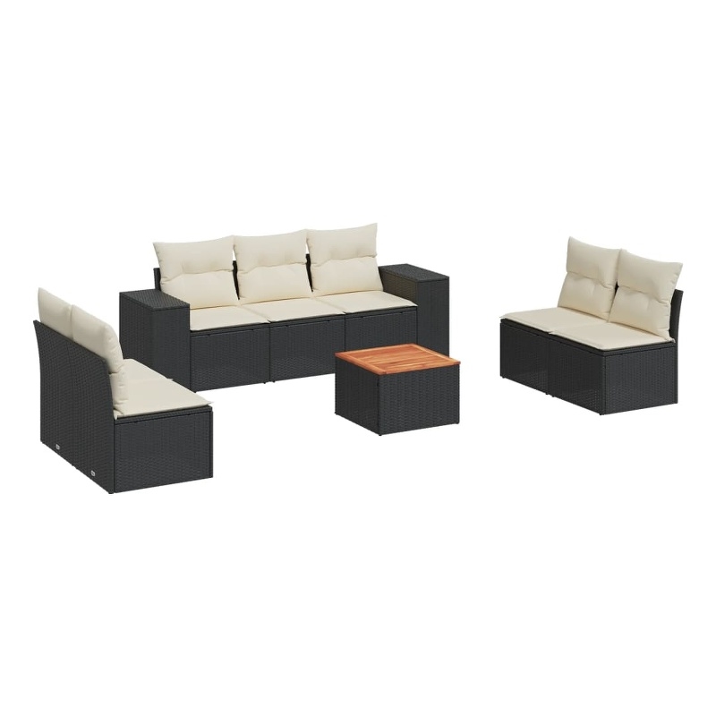 vidaXL 8 Piece Steel Sofa Set in Black/Cream
