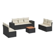 vidaXL 8 Piece Steel Sofa Set in Black/Cream