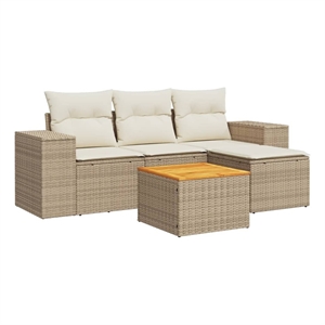 vidaXL 5 Piece Steel Sofa Set in Beige