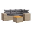 vidaXL 5 Piece Steel Sofa Set in Gray/Beige