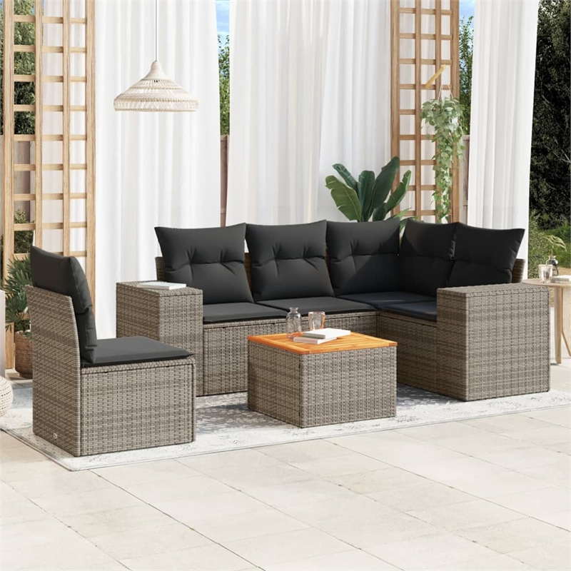 vidaXL Solid Acacia Wood Sofa Set in Gray