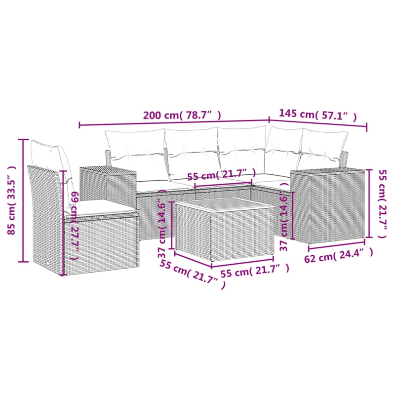 vidaXL Solid Acacia Wood Sofa Set in Gray
