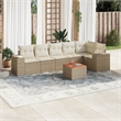 vidaXL 7 Piece Solid Acacia Wood Sofa Set in Beige