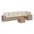 vidaXL 7 Piece Solid Acacia Wood Sofa Set in Beige