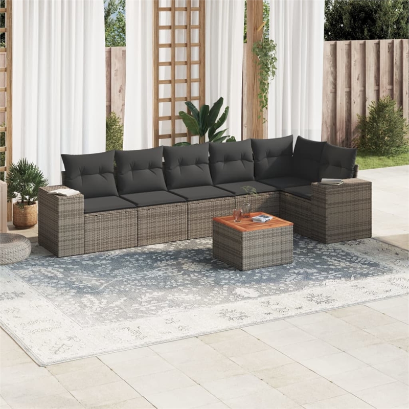 vidaXL Solid Acacia Wood Sofa Set in Gray