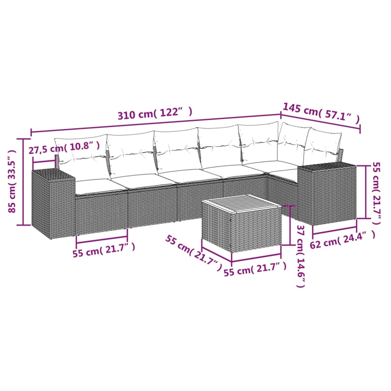 vidaXL Solid Acacia Wood Sofa Set in Gray