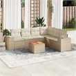 vidaXL 7 Piece Solid Acacia Wood Sofa Set in Beige