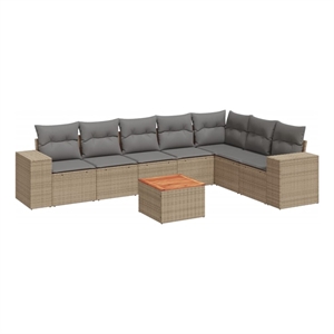 vidaXL 8 Piece Poly Rattan Sofa Set in Beige