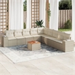 vidaXL 10 Piece Solid Acacia Wood Sofa Set in Beige