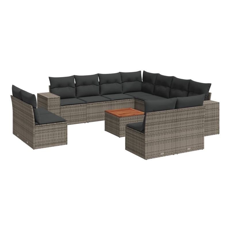vidaXL 12 Piece Solid Acacia Wood Sofa Set in Gray