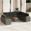 vidaXL 10 Piece Solid Acacia Wood Sofa Set in Gray