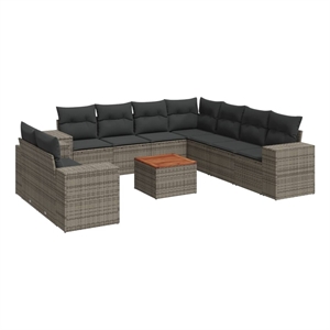 vidaXL 10 Piece Solid Acacia Wood Sofa Set in Gray