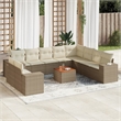 vidaXL 11 Piece Solid Acacia Wood Sofa Set in Beige