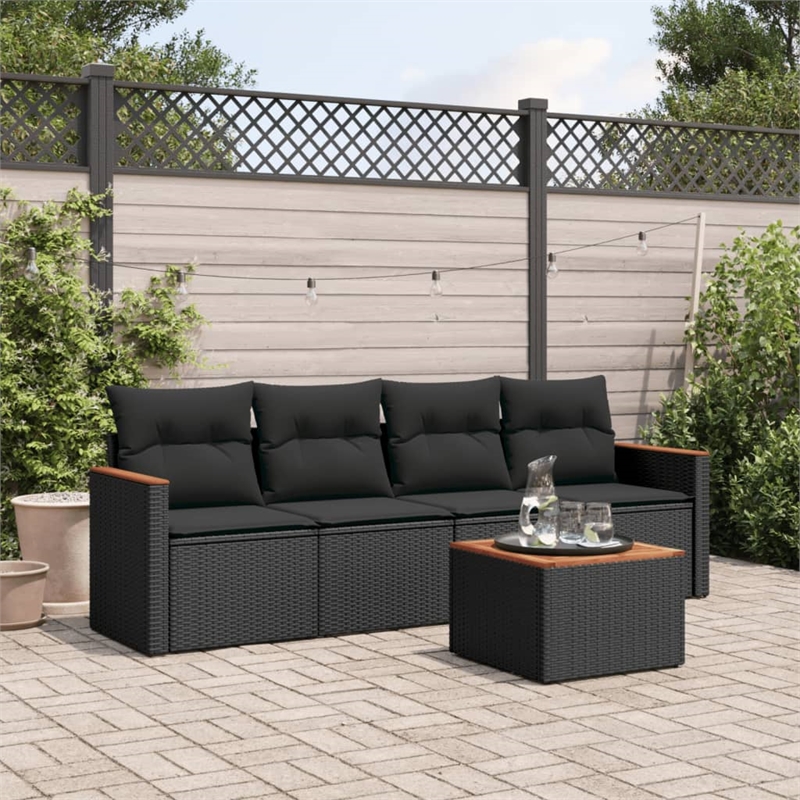 vidaXL 5 Piece Steel Large Sofa Set in Black