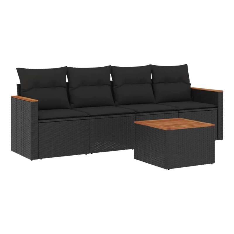 vidaXL 5 Piece Steel Large Sofa Set in Black