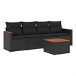 vidaXL 5 Piece Steel Large Sofa Set in Black