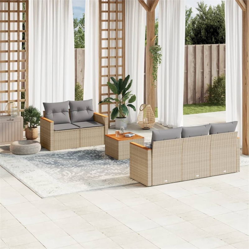 vidaXL 6 Piece Steel Medium Sofa Set in Beige