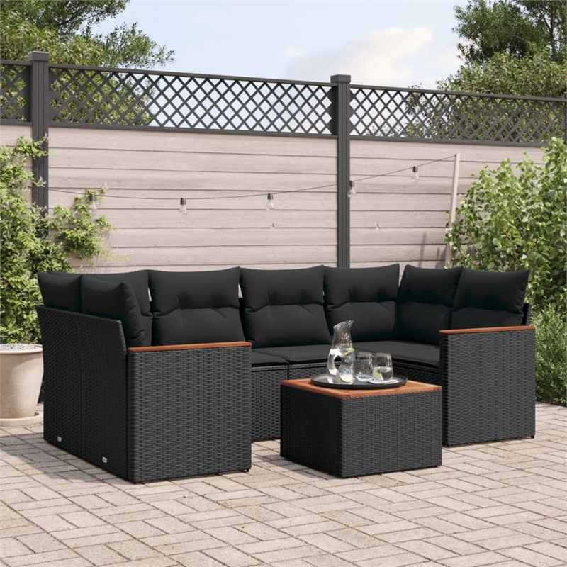 vidaXL 7 Piece Steel Sofa Set in Black