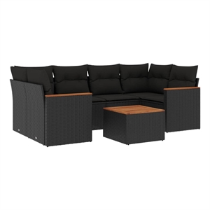 vidaXL 7 Piece Steel Sofa Set in Black