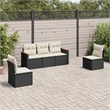 vidaXL 5 Piece Steel Sofa Set in Black/White/Cream