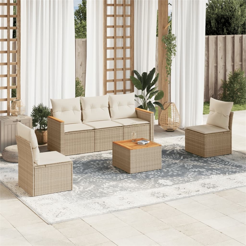 vidaXL 6 Piece Sofa Set in White/Cream/Beige