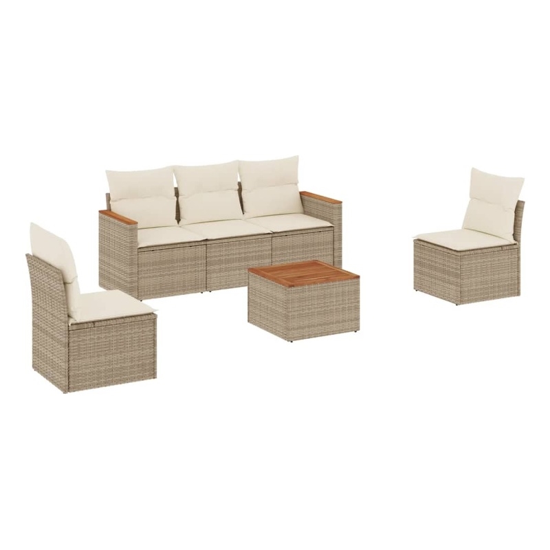 vidaXL 6 Piece Sofa Set in White/Cream/Beige