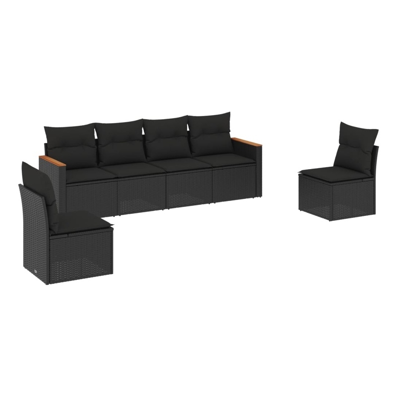 vidaXL 6 Piece Steel Small Sofa Set in Black