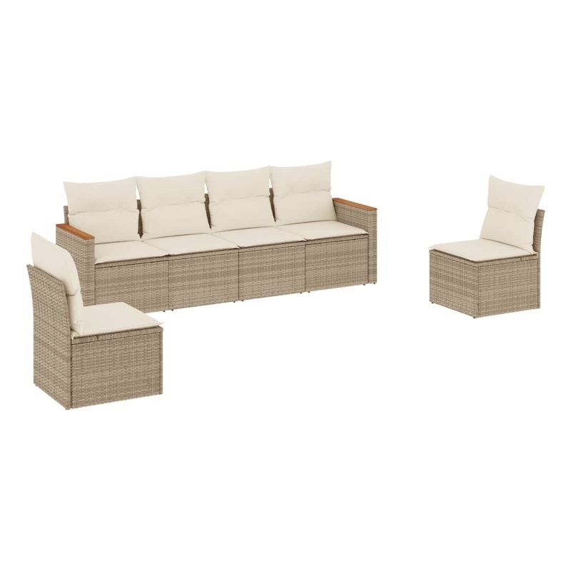 vidaXL 6 Piece Steel Large Sofa Set in White/Cream/Beige