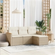 vidaXL 4 Piece Steel Small Sofa Set in White/Cream/Beige