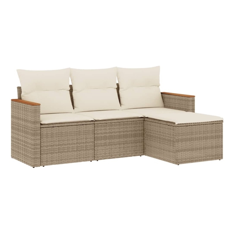 vidaXL 4 Piece Steel Small Sofa Set in White/Cream/Beige
