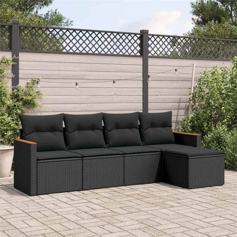 vidaXL 5 Piece Steel Sofa Set in Black