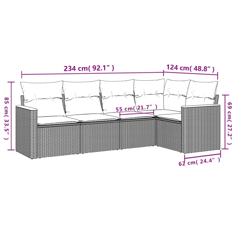 vidaXL 5 Piece Steel Sofa Set in Gray/Beige