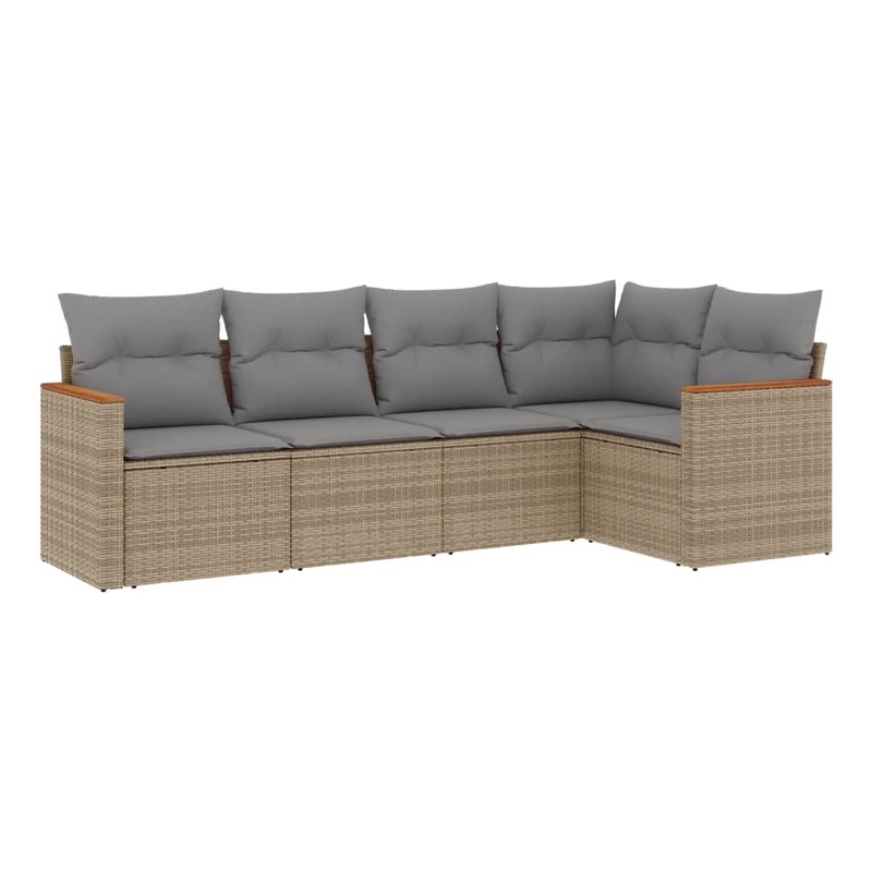 vidaXL 5 Piece Steel Sofa Set in Gray/Beige